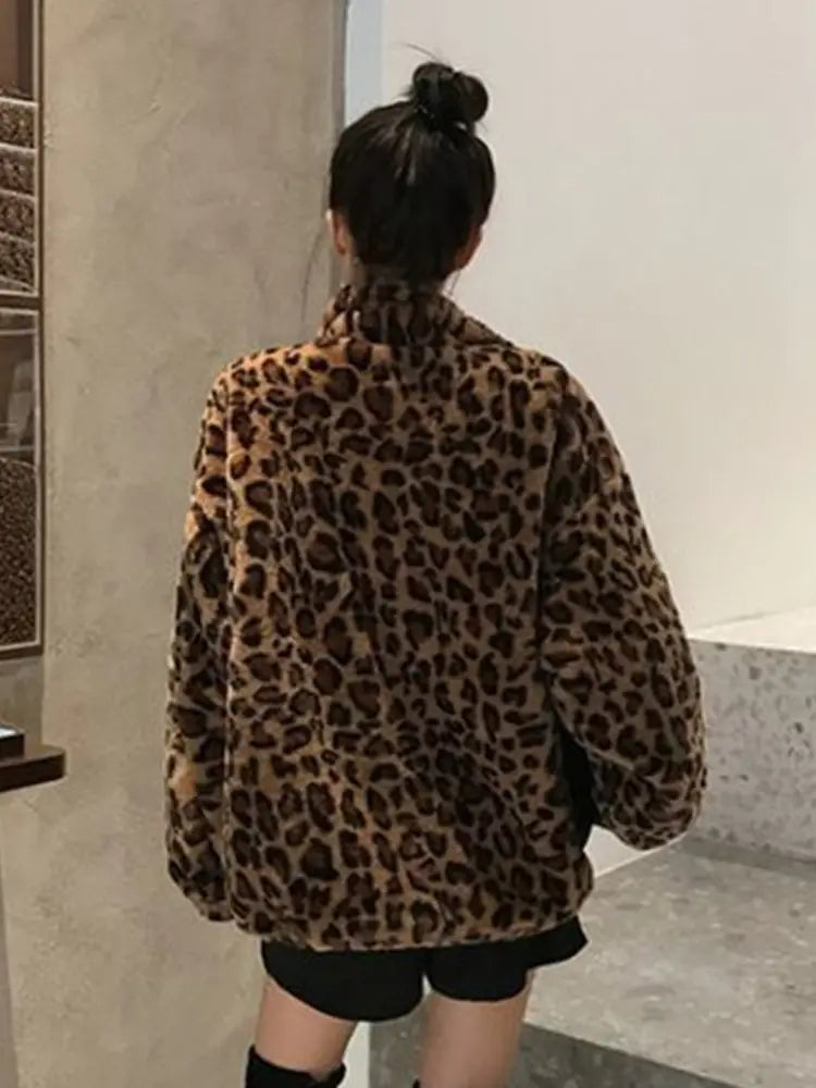 Women's Winter Leopard Print Thick Coat (Korean Style)