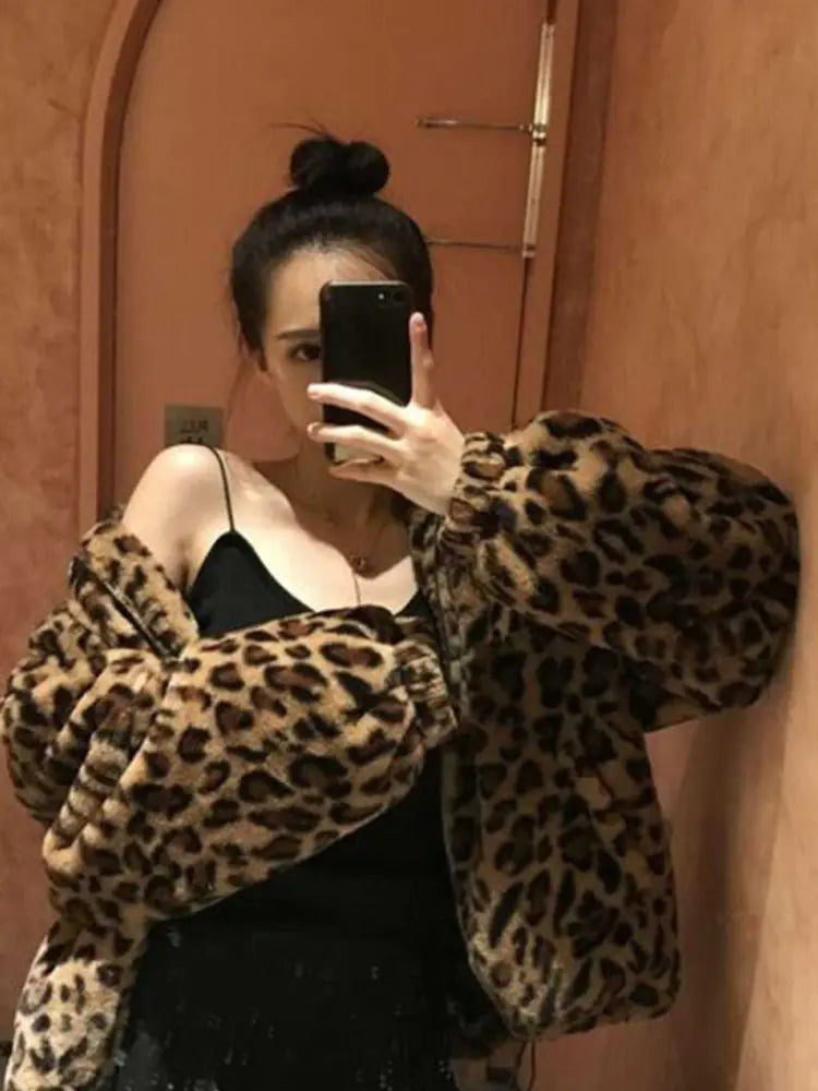 Women's Winter Leopard Print Thick Coat (Korean Style)